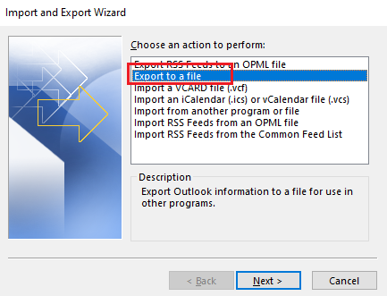 import and export wizard