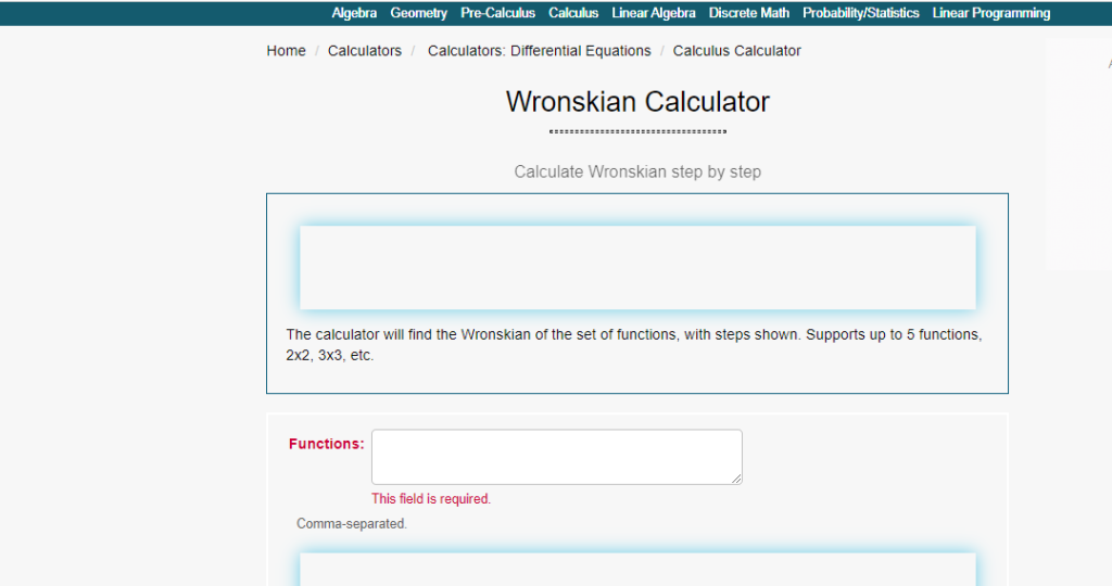 Wronskian Calculator
